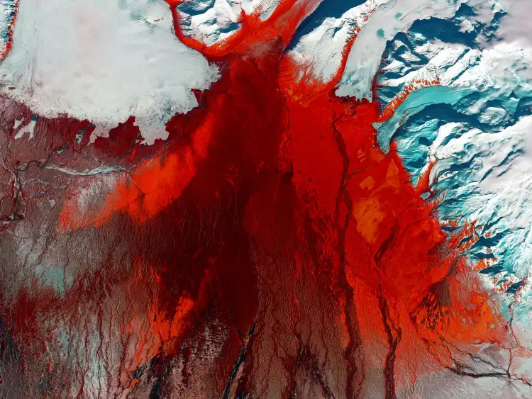Satellite image of of southern Iceland