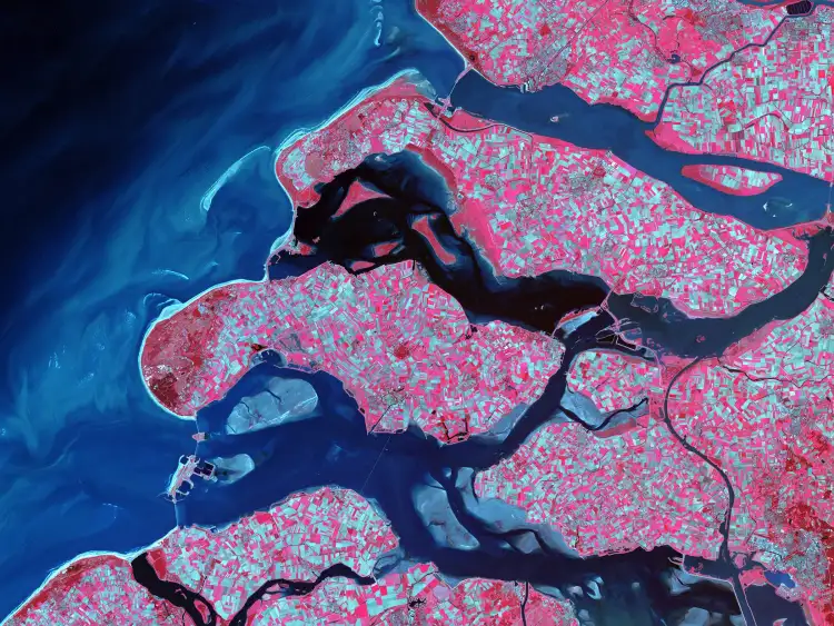 The southern coast of the Netherlands massive delta of islands and waterways