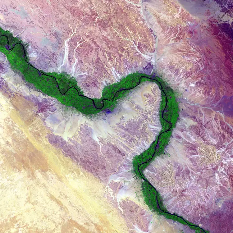 Satellite image of the Nile River